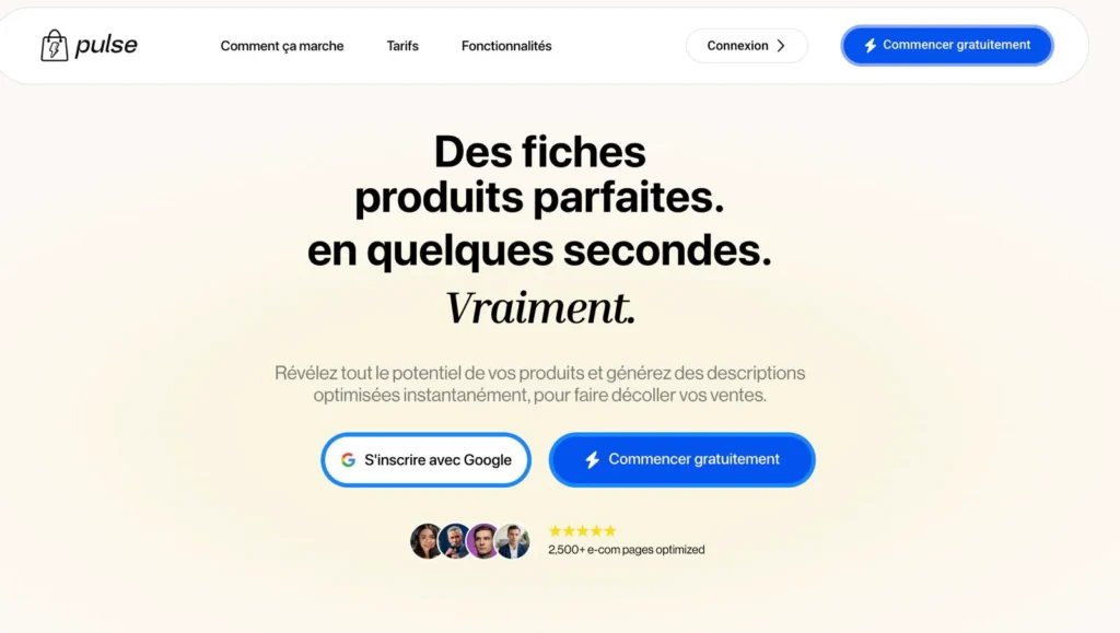Espace de travail moderne pour l'automatisation des descriptions produits e-commerce avec l'IA