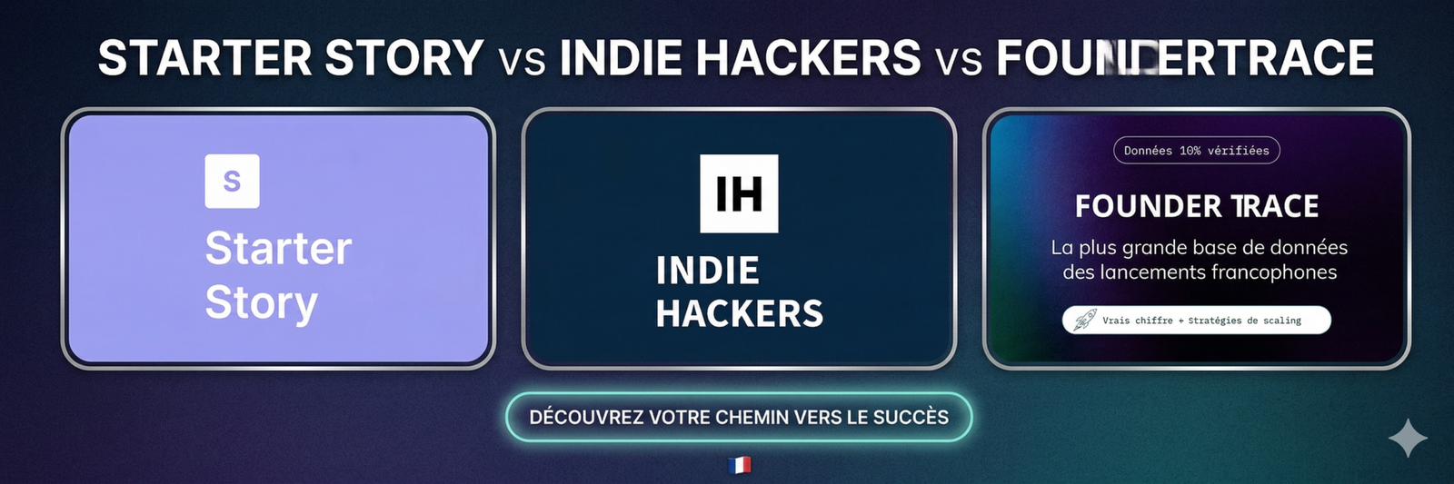 Comparaison Starter Story - Indie Hackers - Founder Trace