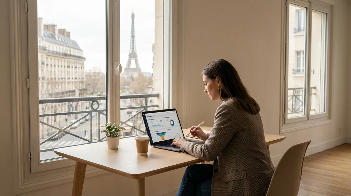 Professionnel analysant ses métriques de leads qualifiés B2B sur un tableau de bord