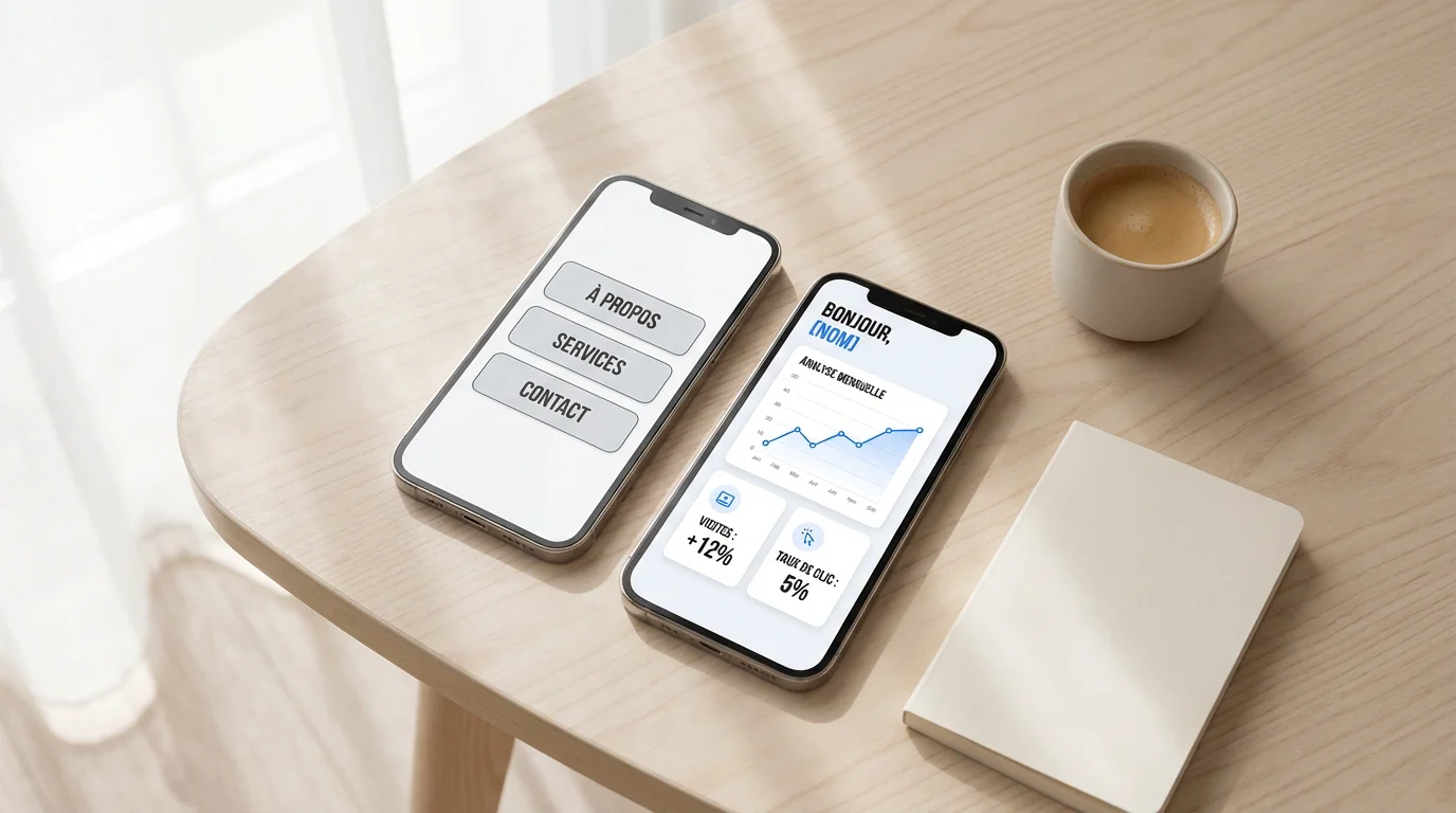 Comparaison visuelle entre une page de liens statique et une page dynamique adaptative