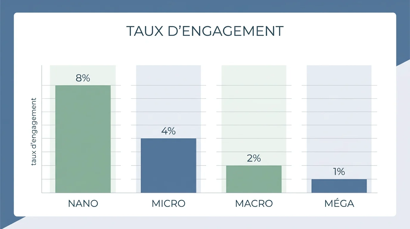 Illustration comparant les taux d'engagement par catégorie d'influenceur en 2026