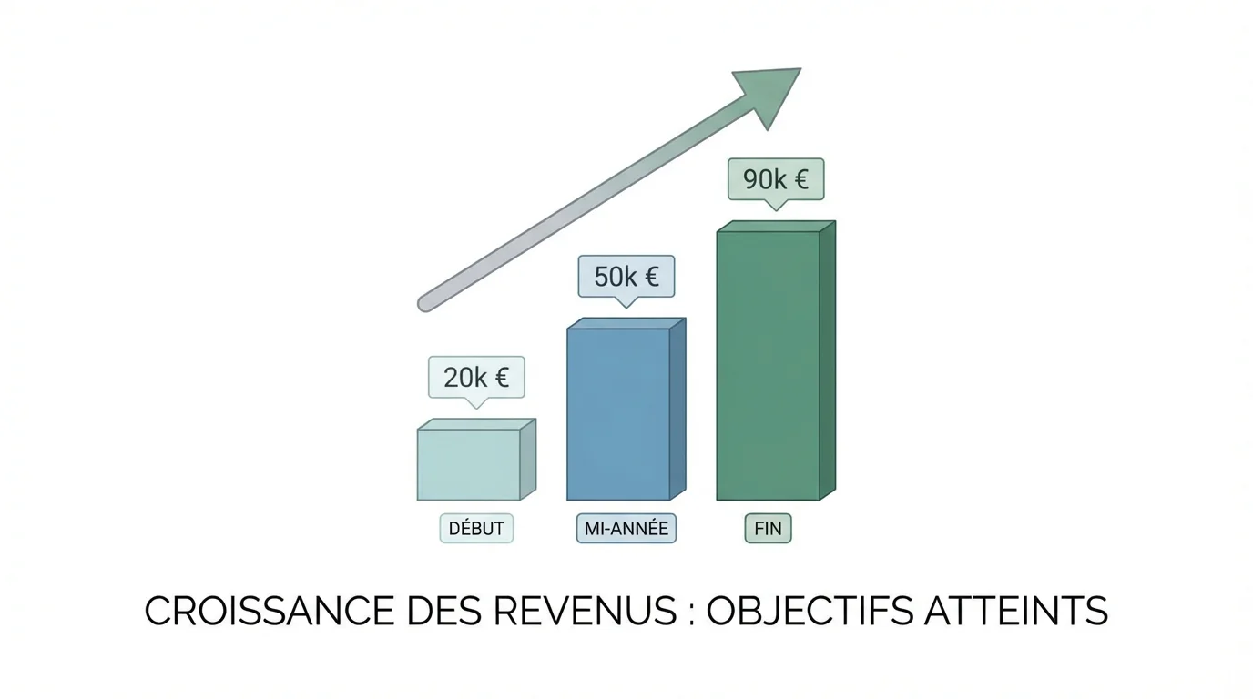 Graphique illustrant la progression de revenus de trois business en ligne lancés sans investissement