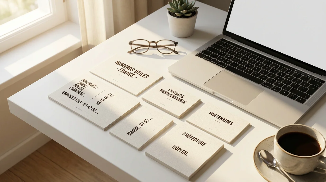 Catalogue de numéros de portable VIP disposés sur un bureau professionnel