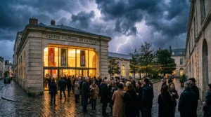 Entrée du Festival Chasseurs d'Orages 2026 à Bron sous un ciel orageux