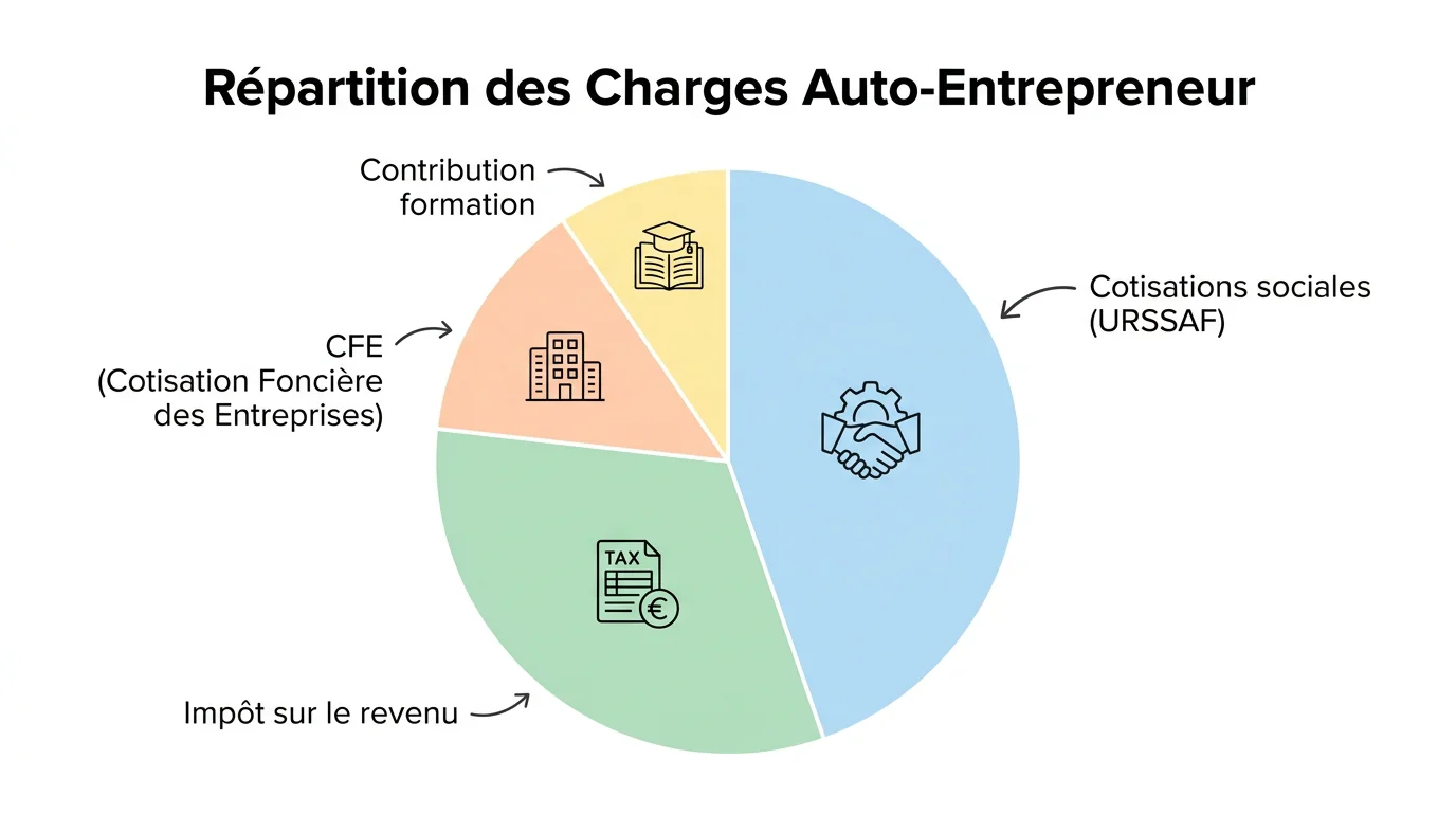 Répartition des charges d'un auto-entrepreneur en France en 2026