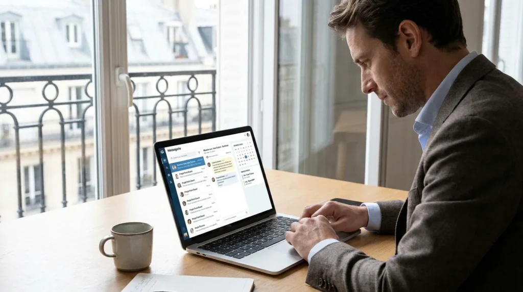 Entrepreneur français utilisant un outil d'automatisation de prospection LinkedIn