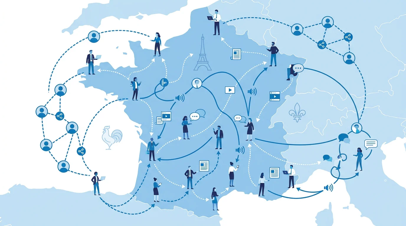 Schéma illustrant le réseau d'acquisition organique des fondateurs SaaS bootstrappés français via LinkedIn