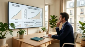 Fondateur analysant la courbe de valeur vie client sur un tableau de bord