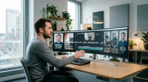 Créateur transformant une vidéo longue en plusieurs shorts verticaux grâce à l'IA